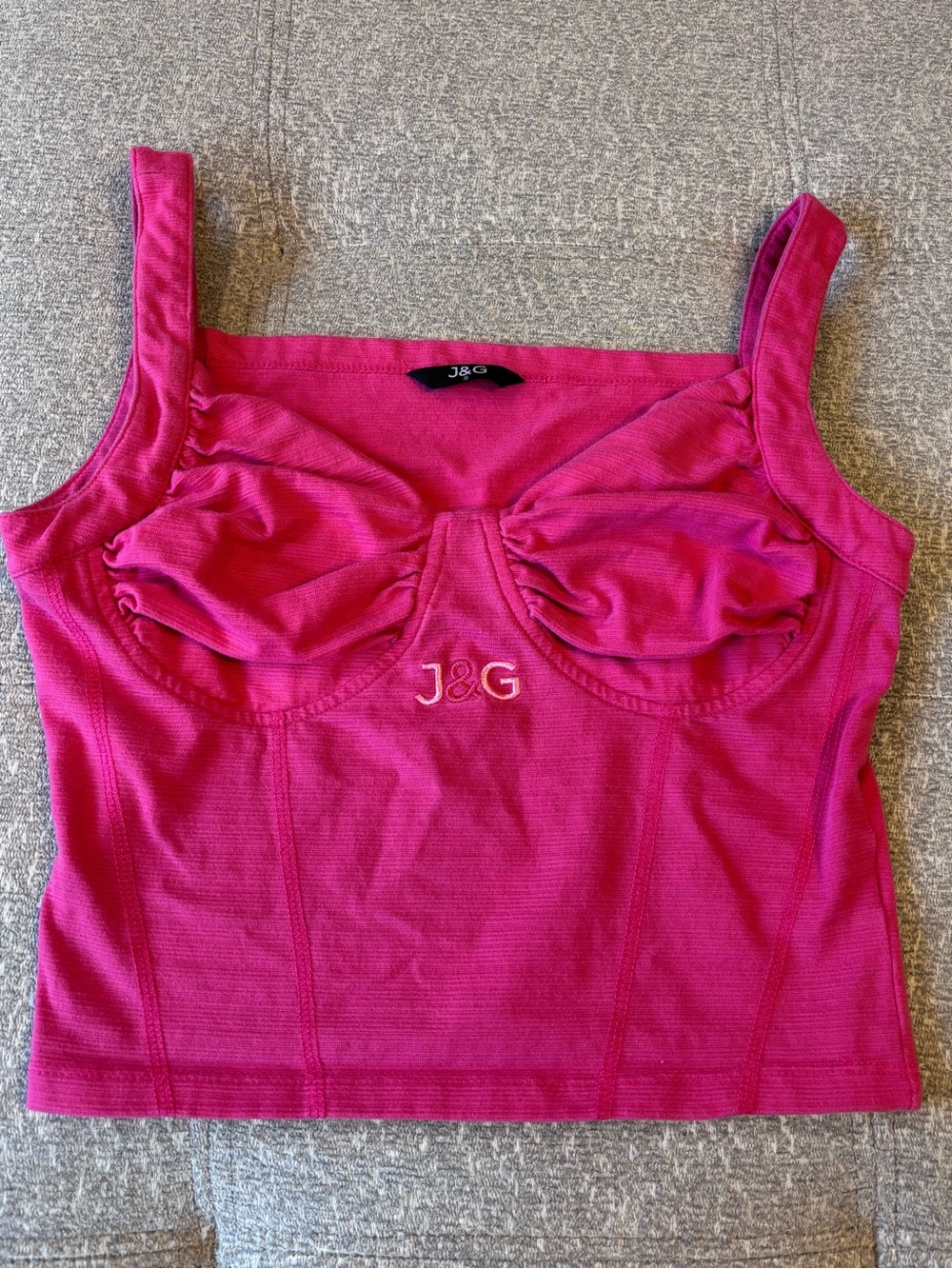 J&G Hot Pink Milkmaid Corset Tank Top
Logo, Y2K Inspired